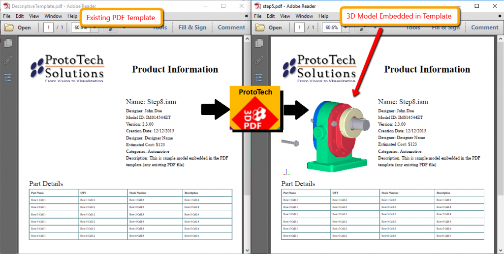 3D PDF Template, PDF Template Features, 3D PDF Exporter