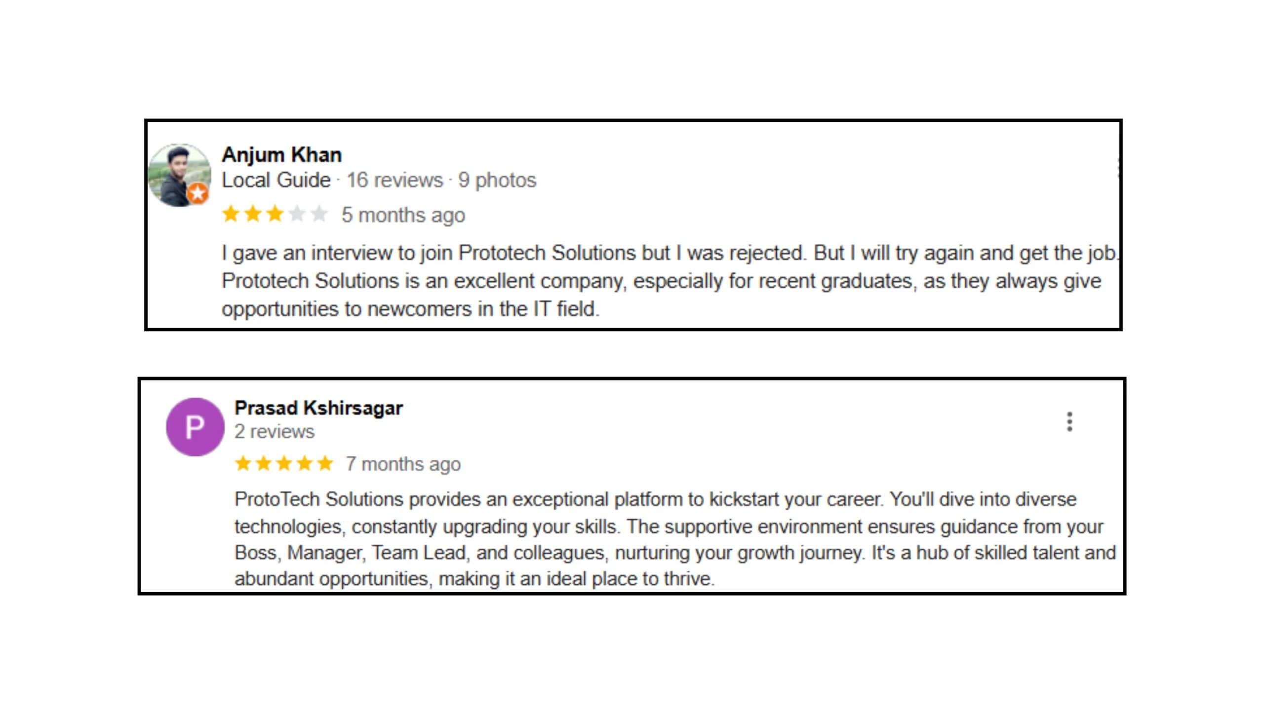 Google Reviews - ProtoTech Solutions Employees