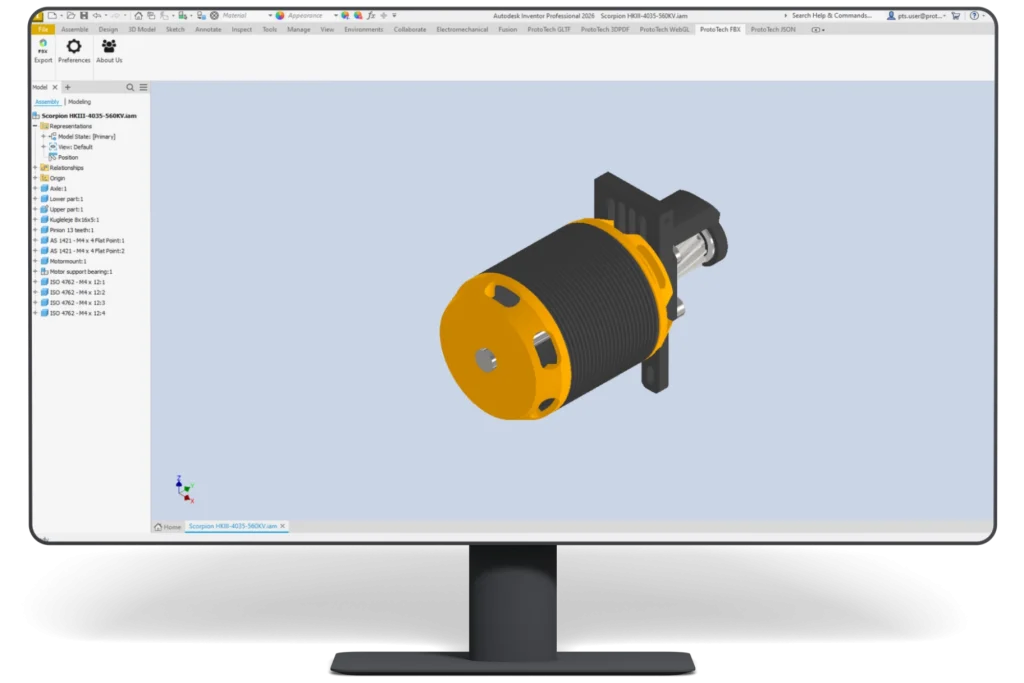 ProtoTech's FBX Exporter for Autodesk Inventor - Get Free Trial