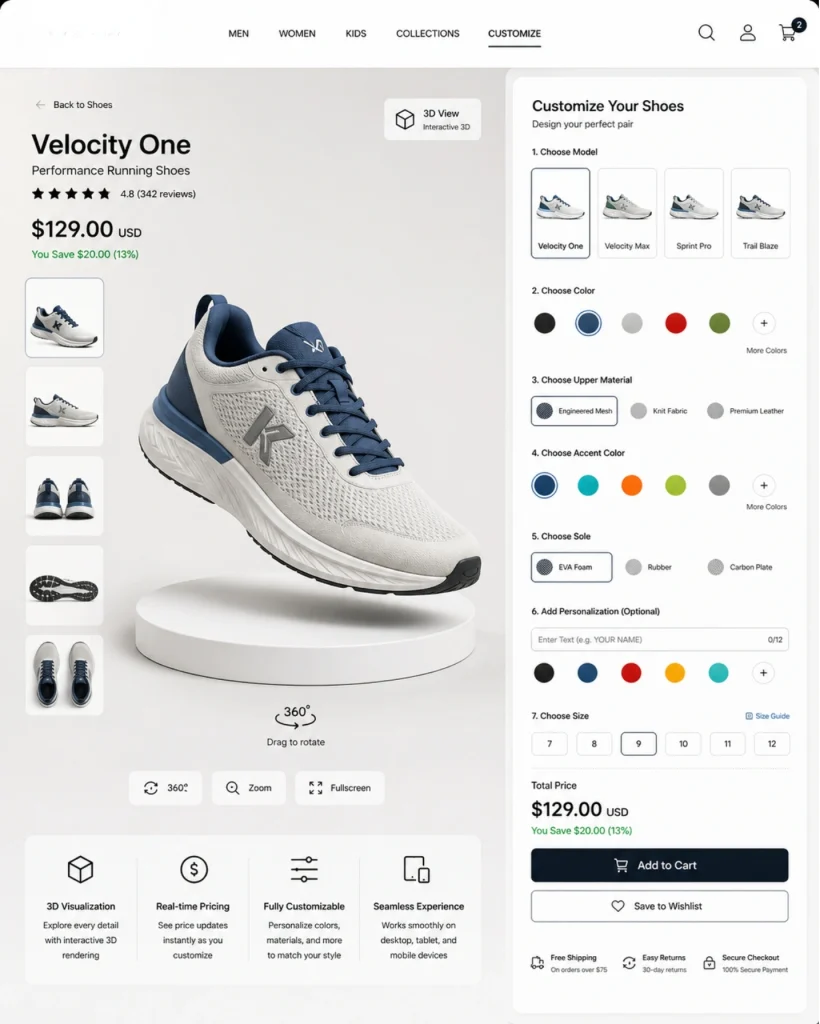 Professional 3D product configurator software for online stores and brands