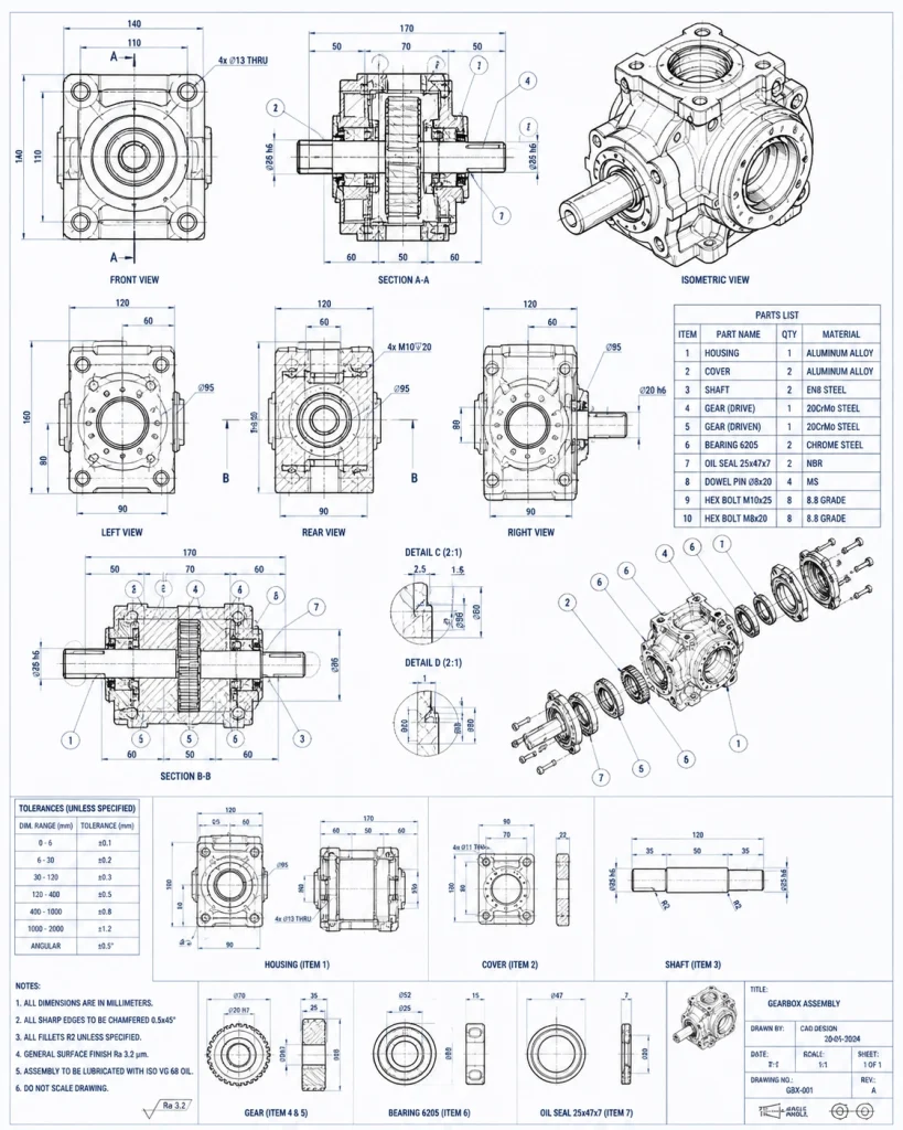 Outsource mechanical CAD drafting services